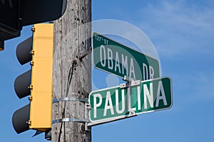 Intersection of Obama Drive and Paulina Street in Calumet Park, Illinois photo