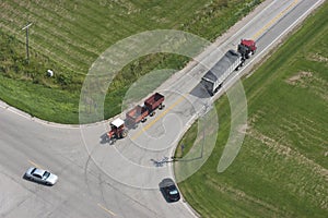 Intersection Traffic Rural Highway Aerial View photo