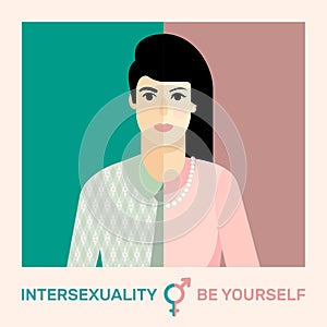 Flat vector illustration of person with male and female marker. photo