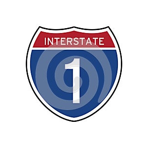 Interstate 1 route sign. Vector illustration decorative design