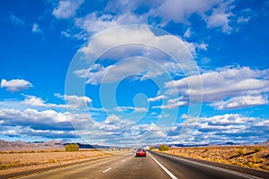 Interstate 15 highway from California to Nevada pass through Mojave desert.