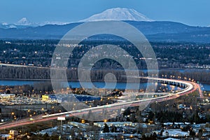 Interstate 205 Freeway over Columbia River Blue Hour