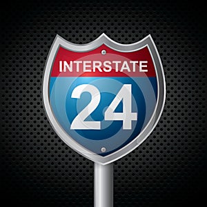 interstate 24 route sign. Vector illustration decorative design