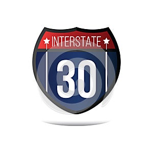 interstate 30 route sign. Vector illustration decorative design