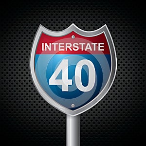 interstate 40 route sign. Vector illustration decorative design