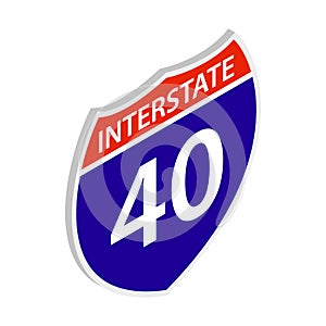 Interstate 40 sign icon, isometric 3d style