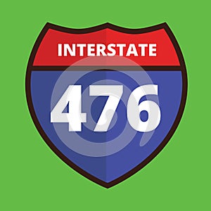 Interstate 476 route sign. Vector illustration decorative design