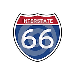 Interstate 66 route sign. Vector illustration decorative design