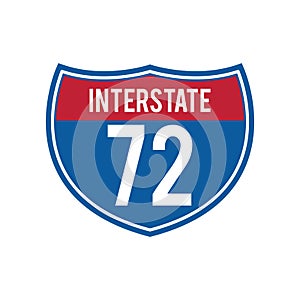 Interstate 72 route sign. Vector illustration decorative design