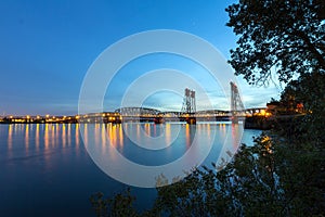 Interstate Bridge over Columbia River at Dusk