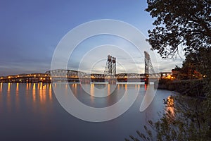 Interstate Bridge Over Columbia River After Sunset