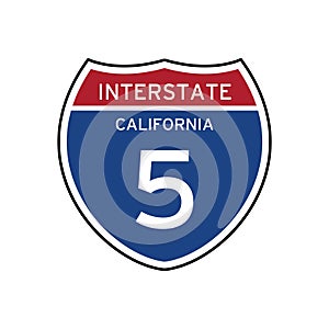 Interstate california 5 route sign. Vector illustration decorative design