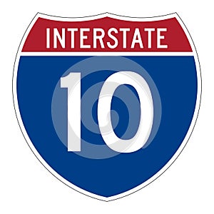 Interstate highway 10 road sign