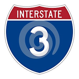Interstate highway 3 road sign