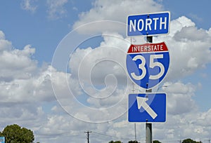 Interstate Highway 35 North Road Sign