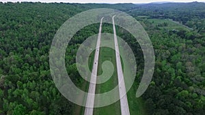 Interstate Highway 59 in Alabama. Speedway Surrounded by Forests and Trees. Green Area II