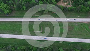 Interstate Highway 59 in Alabama. Speedway Surrounded by Forests and Trees. Green Area VII