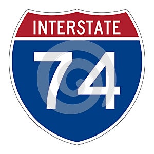 Interstate highway 74 road sign