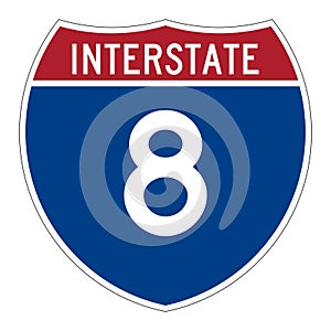 Interstate highway 8 road sign