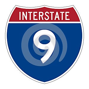 Interstate highway 9 road sign