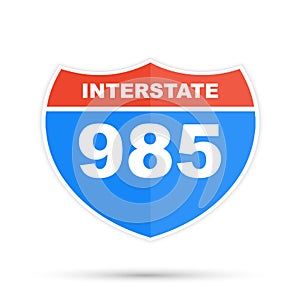 Interstate highway 985 road sign. Flat vector stock illustration on white background