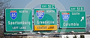 Interstate highway Directional Signs on I-85