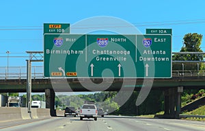 Interstate Highway Overhead Road Sign