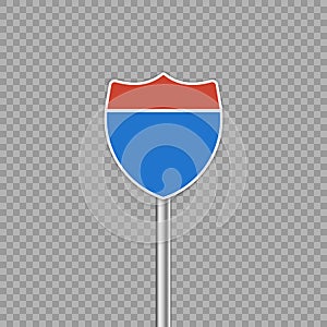 Interstate highway road sign. Isolated on a transparent background.