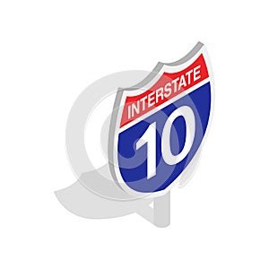 Interstate highway sign icon, isometric 3d style
