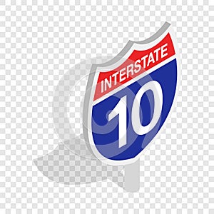 Interstate highway sign isometric icon