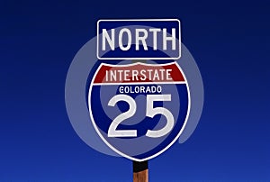 Interstate road sign in Colorado