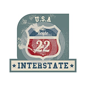 Interstate route 22 label. Vector illustration decorative design