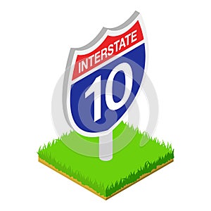 Interstate sign icon, isometric style