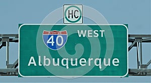 Interstate sign for West 40 to Albuquerque NM