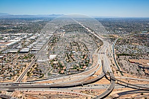 Interstate 10 & State Route 60 Interchange under construction aerial view