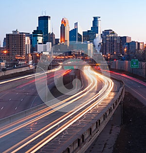 Interstate Traffic Moving Metro Highway Minneapolis Minnesota