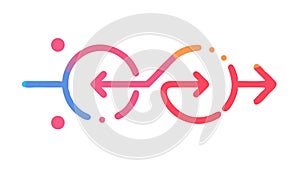 Intertwined Arrows, Continuous Connection, Dynamic Process, vector design Generative AI