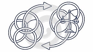 Intertwined Arrows Symbol. Continuous Flow Process Vector. vector design Generative AI