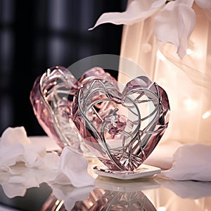 Intertwined Crystal Hearts: A Captivating Love Reflection