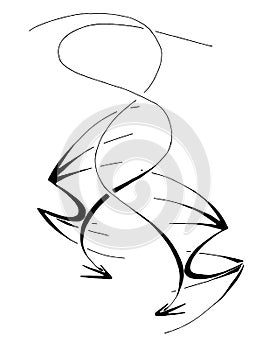 Intertwined Dragon, Stylized Line Art