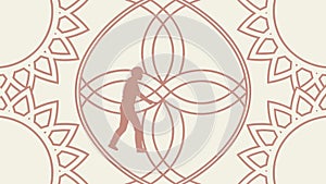 Intertwined Geometric Pattern: Abstract Shapes Representing Connection, vector design Generative AI