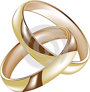 Intertwined gold wedding rings photo