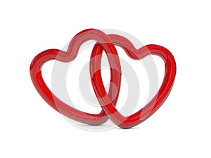 Intertwined red heart rings photo