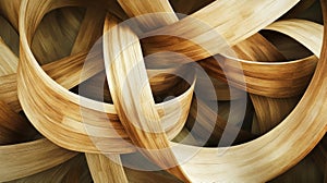 Intertwined Wooden Strips Creating Abstract Pattern