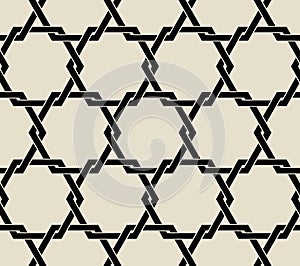 Intertwining hexagons monochrome seamless pattern