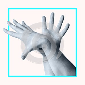 Intertwining of human hands. Emotional position of hands and fingers, gestures
