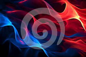 Intertwining red and blue flames mesmerize on a dark background.