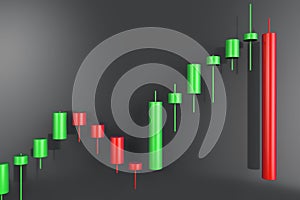 Interval market chart in Japanese candlestick style. Deceiving market photo