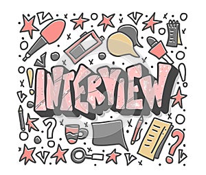 Interview design poster. Vector illustration.