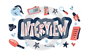 Interview design poster. Vector illustration